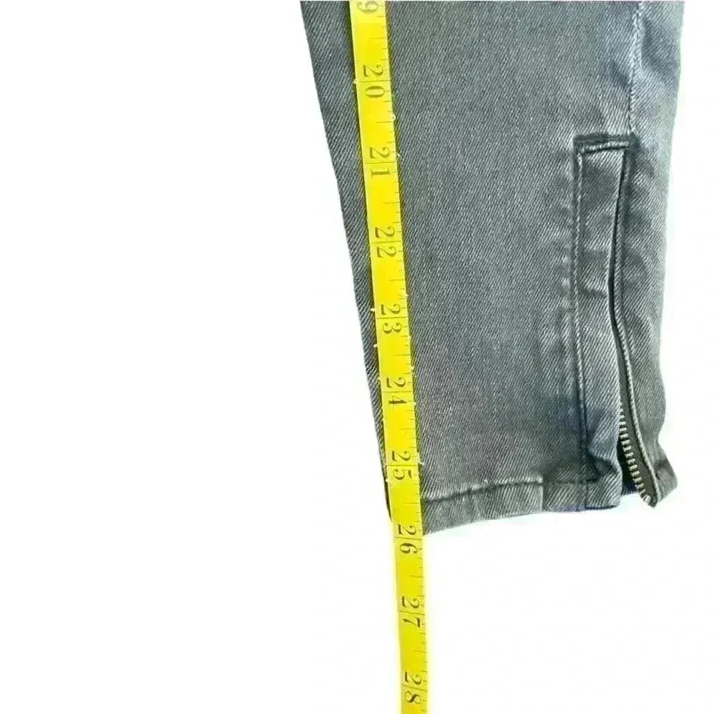 Zara Slim Fit Medium Rise Black Moto Jeans with Zipper Ankle‎ Size 4 - Image 13