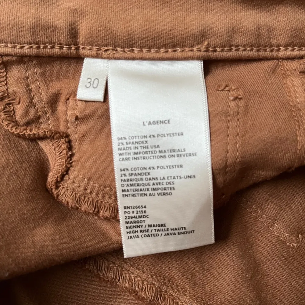 LAGENCE Micro Boot Stretch Tan Leather Look Coated Denim Jeans, Size 30 - Image 11