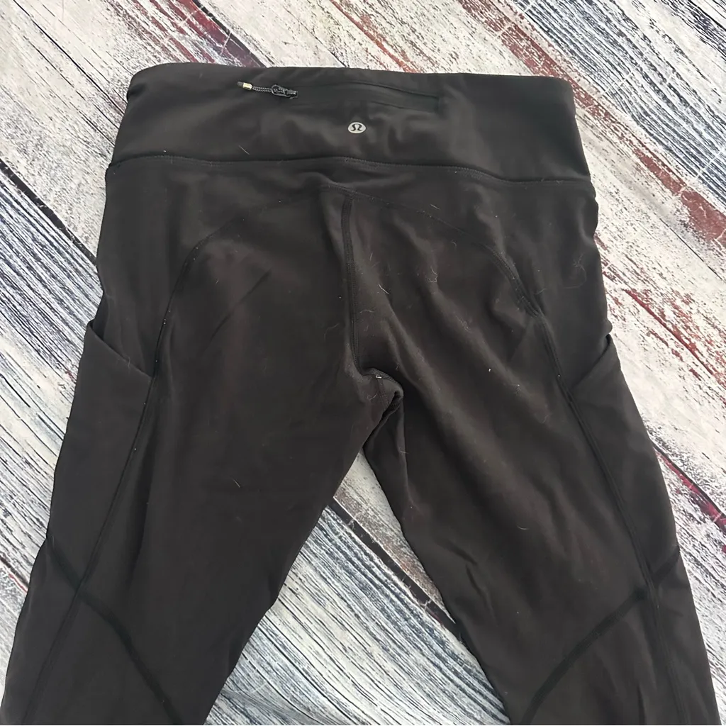 LULULEMON Speed Tight III Ruched Ankle Black Full Legging Pocket Womens Sz 6 - Image 4