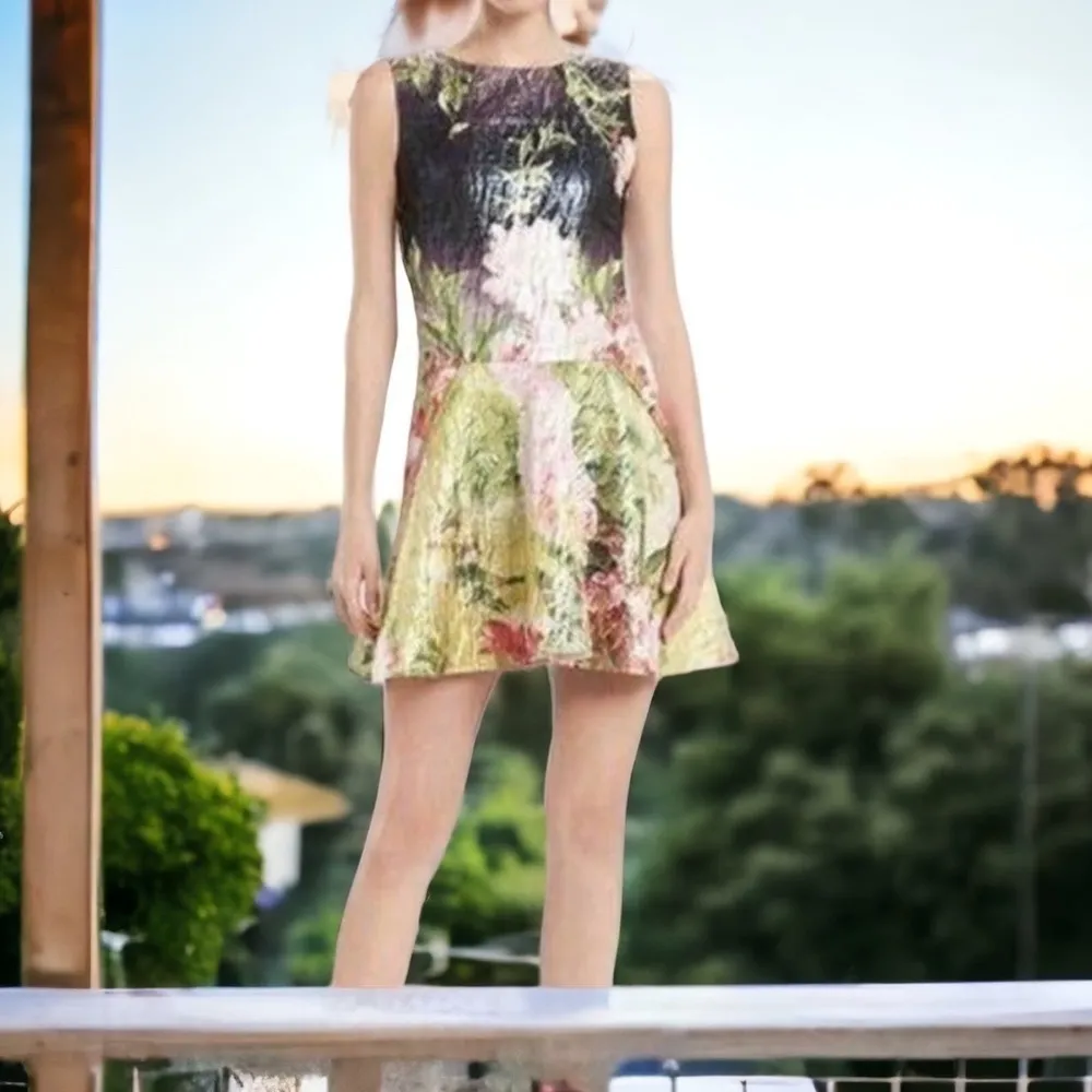 NATORI Birds Of Paradise Jacquard Shimmer Dress Size 10 NEW Bridal Wedding Green - Image 4