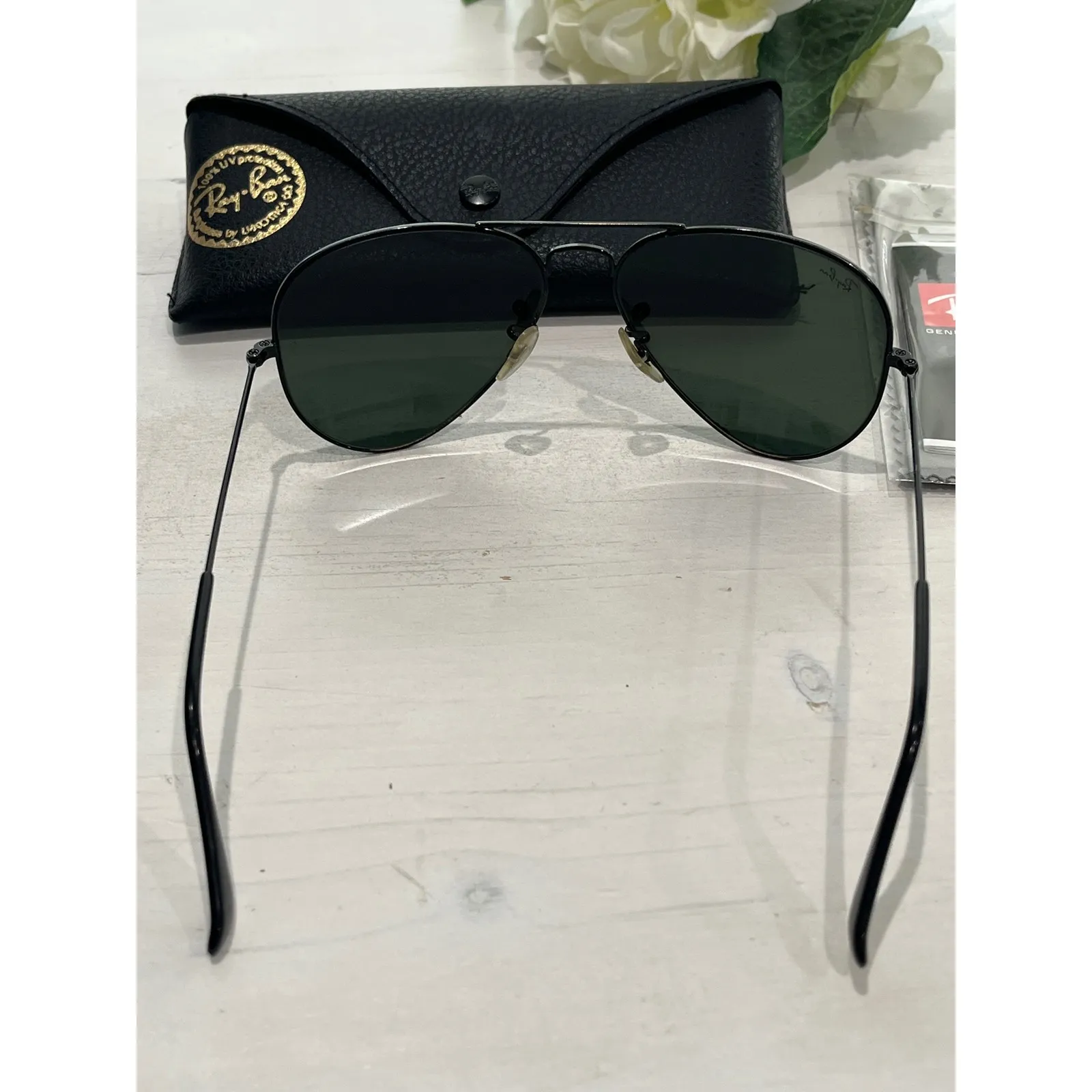 Ray Ban RB3025‎ Aviator Large Metal Sunglasses Black Frame - Image 7