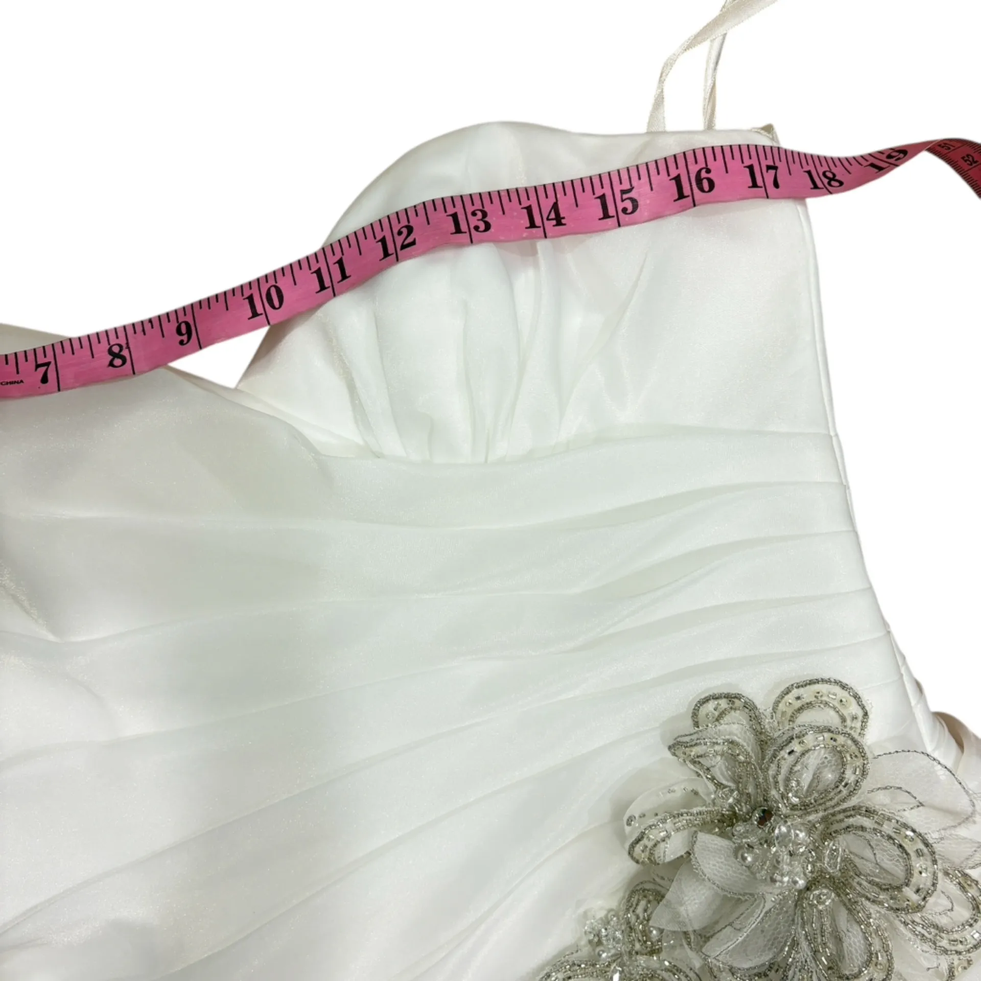 GALINA SIGNATURE ivory pintuck ruched bridal wedding gown dress 8 M White Size M - Image 3