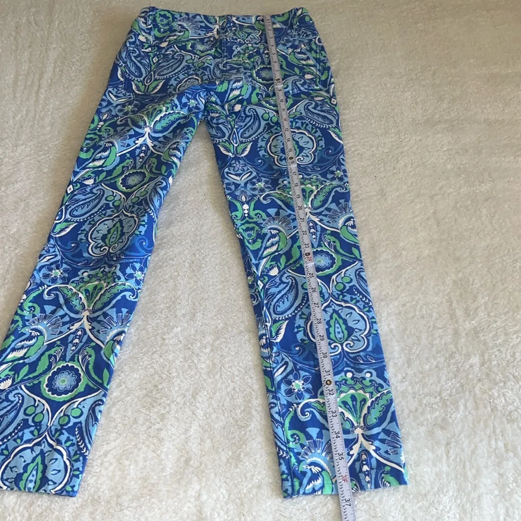 J.McLaughlinâ Paisley Print Slim Straight Pants Blue Green Size 2 - Image 5