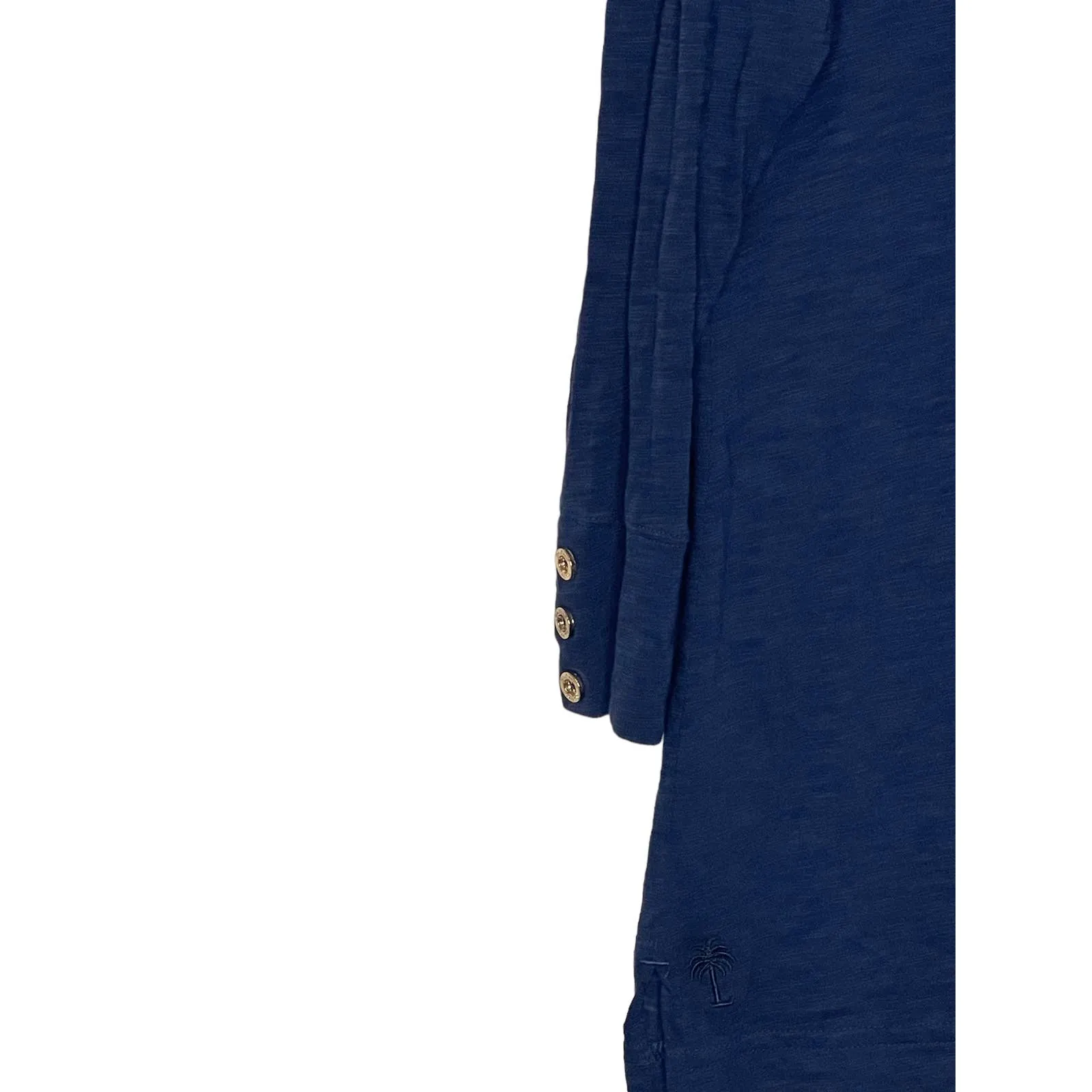 Lilly‎ Pulitzer Women Top Front Button 3/4 Sleeve Notched V Neck Blue Size Small - Image 4