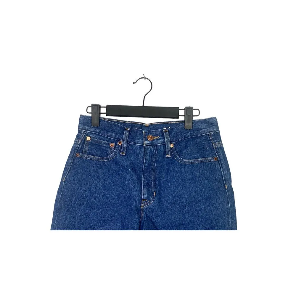 NWT J.Crew Cutoff Mid Length Jean Shorts Mid Rise Raw Hem 24 Dark Blue Wash - Image 3