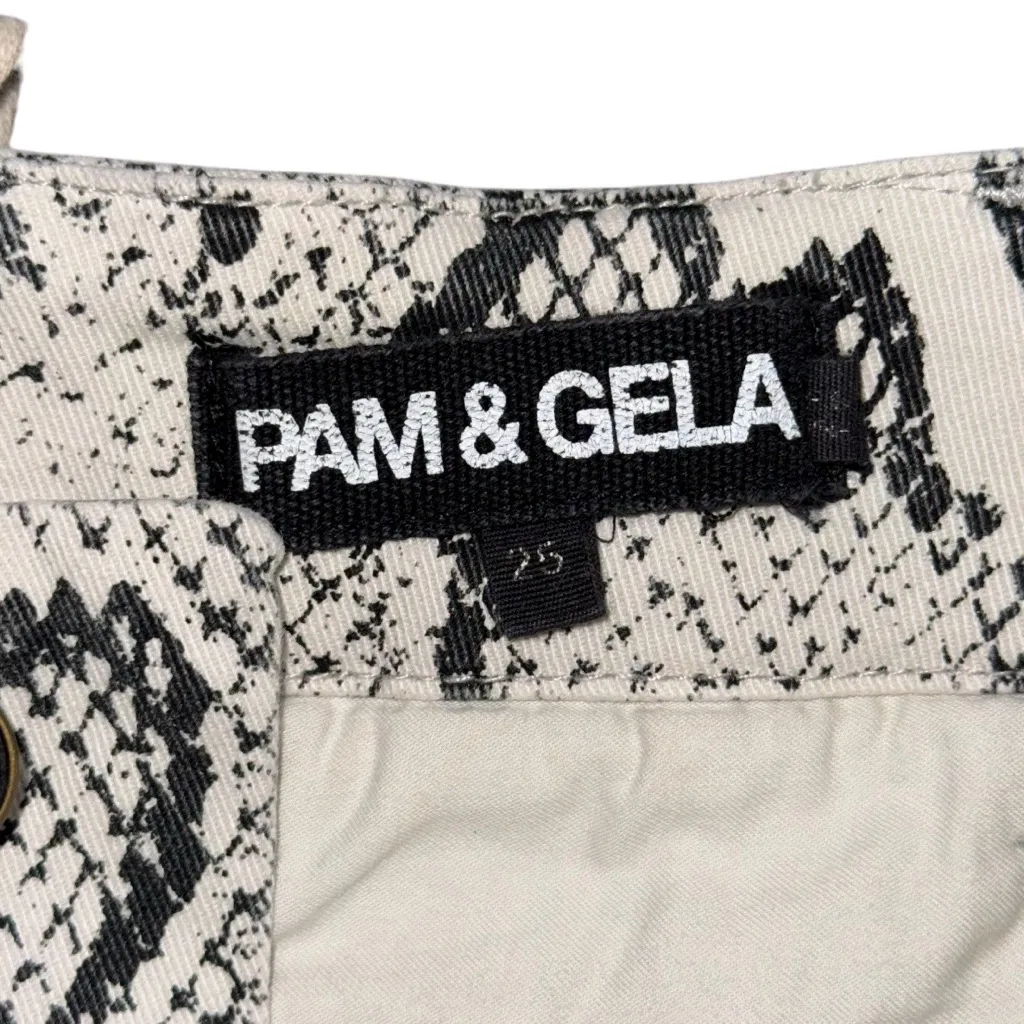 Pam & Gela Snake Print Shorts Lace Up Back Cotton Blend Women’s Size 25 - Image 7