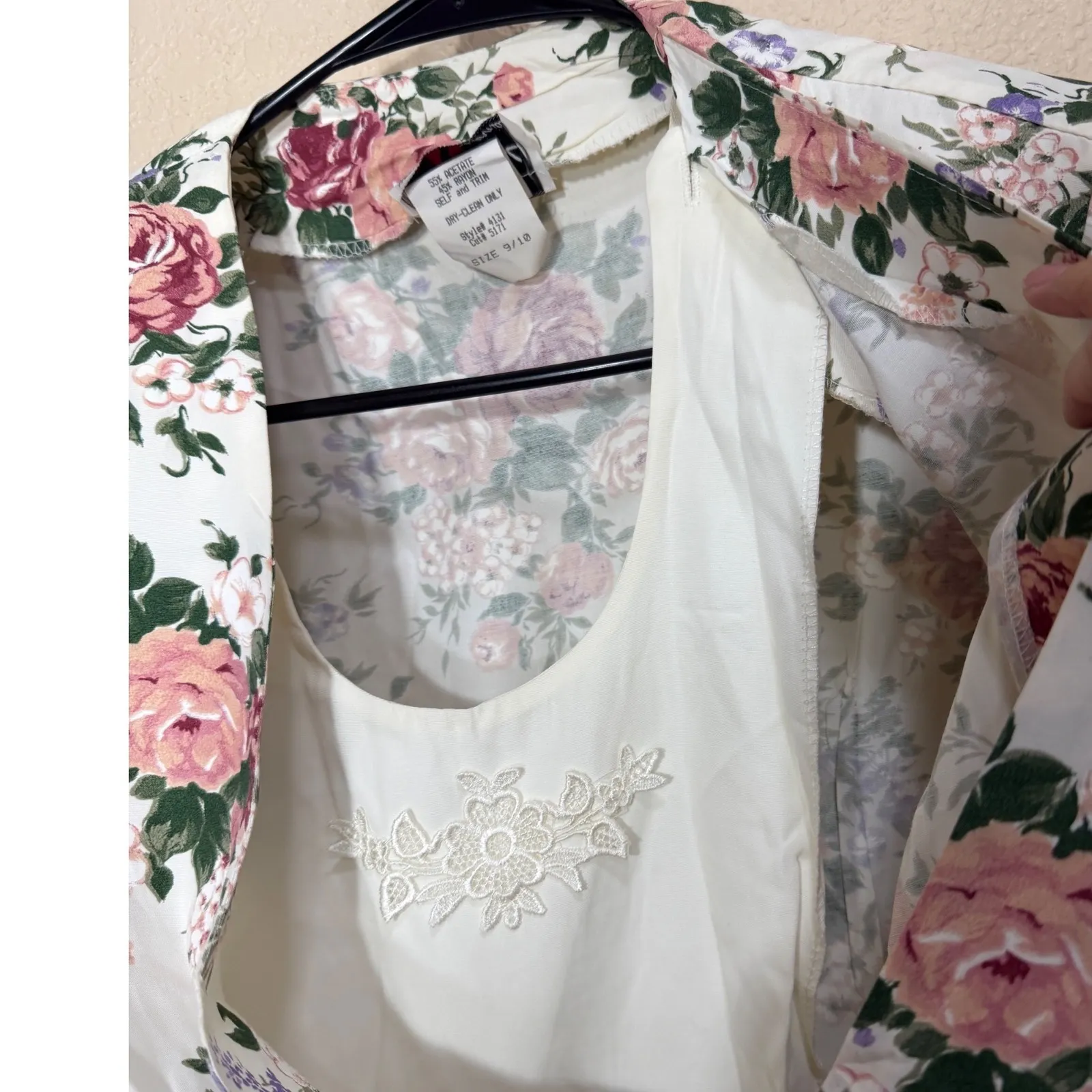 Vintage L.A. Girl Floral Print Blazer & Short Set Women's Size 9/10 White - Image 9