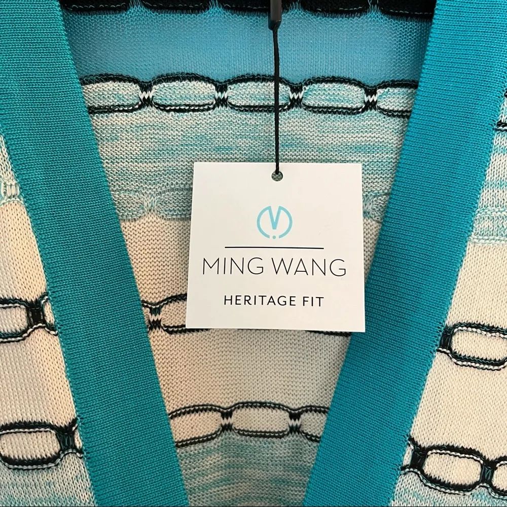 Ming Wang Knit Jacket Turquoise Black & White Clasp Front Cardigan Sz 2X NWT - Image 6