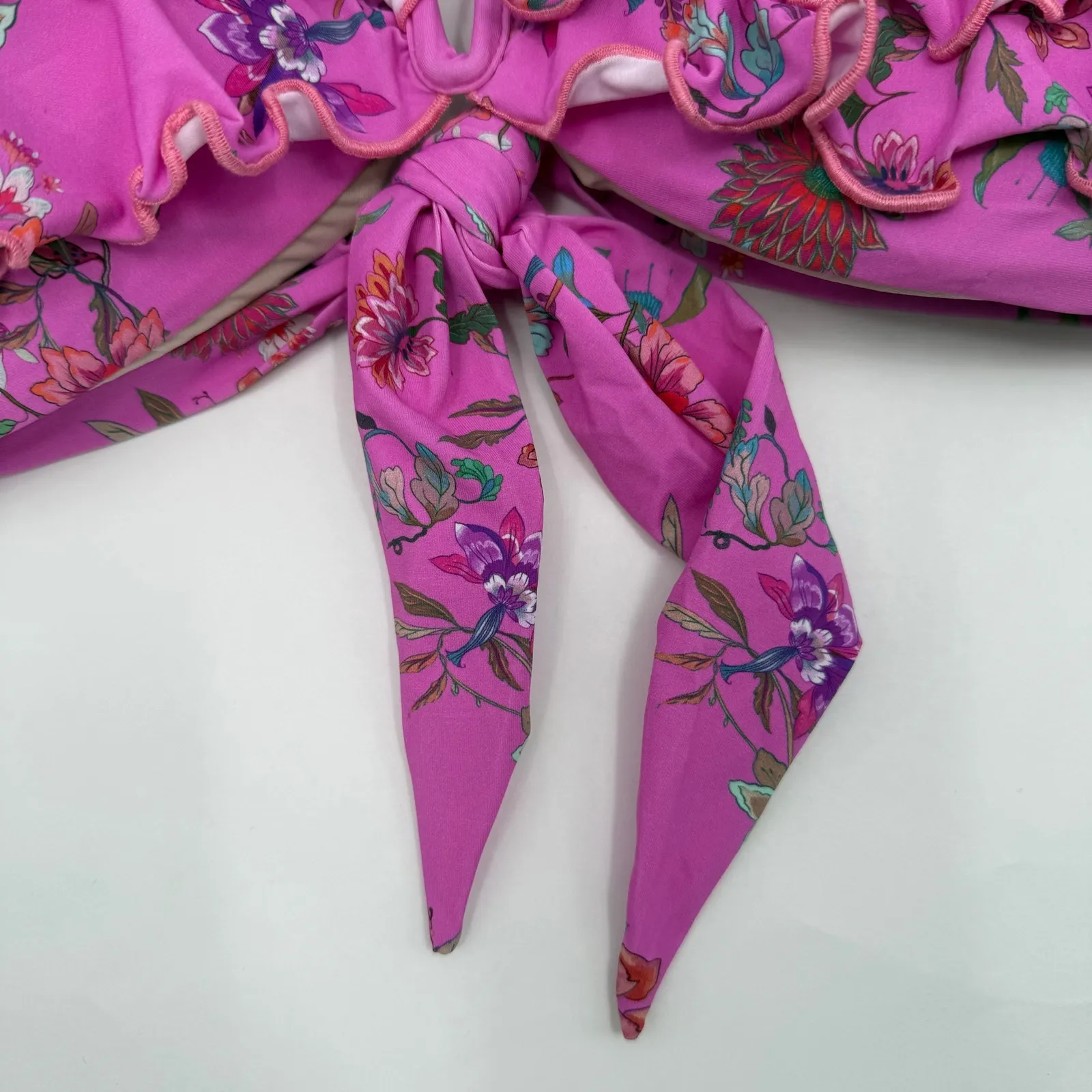 PQ SWIM PILYQ Bikini Top Size Large NEW Bandeau Sample Strapless Ruffle NWOT Purple - Image 6