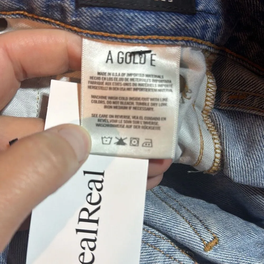 Agolde Distressed Straight Cropped Feel Good Jeans Blue Denim Light Wash Size 24 - Image 13