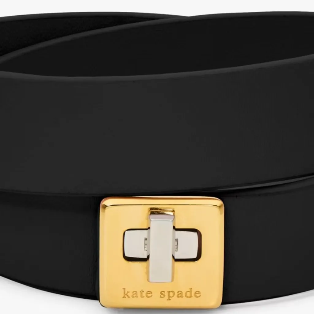 kate spade Black Phoebe Leather Double Wrap Bracelet NWT - Image 2