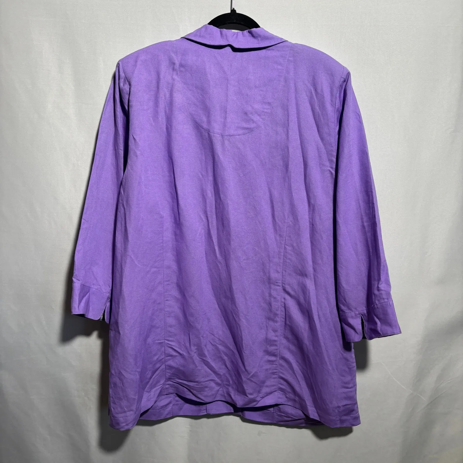 NWT Maggie Barnes Lavender Purple Linen Blend Jacket Womens 1X Button Up Artsy - Image 2