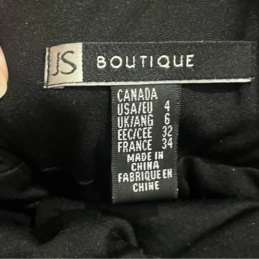 JS Boutique Women Evening Gown Long Black Maxi Dress Size US 4 Velvet Formal Y2K - Image 6