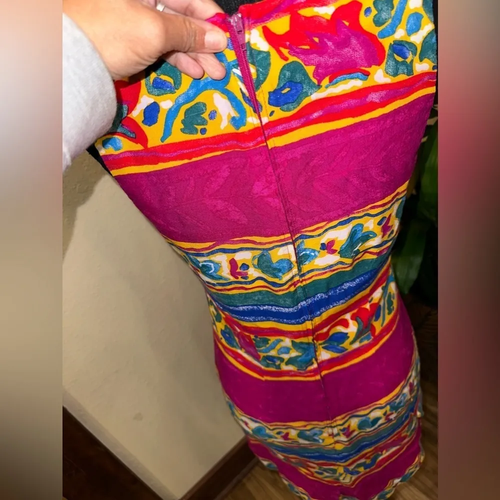 EUC VINTAGE 1990’s Jessica Howard multicolors stripe mini dress sz 8 - Image 4