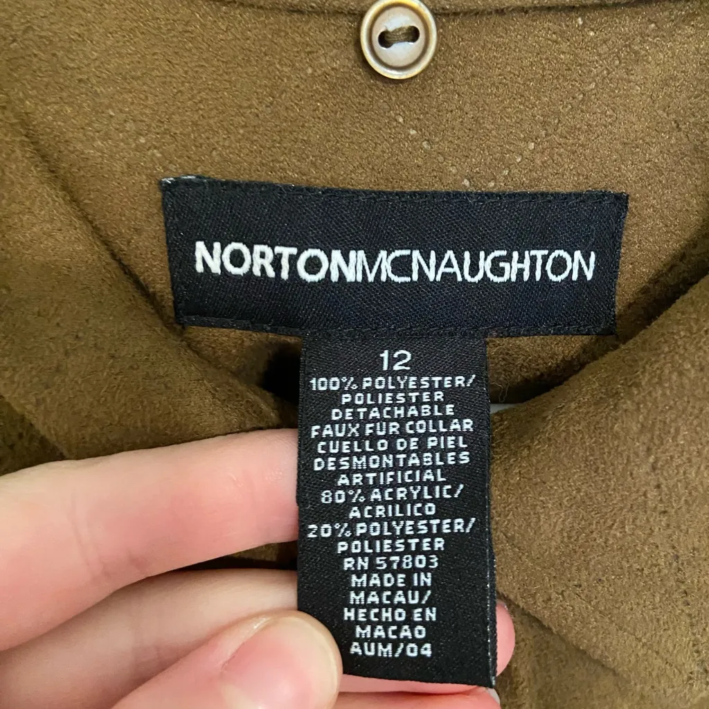 Vintage Norton McNaughton‎ women’s quilted stitch faux suede brown tan jacket 12 - Image 3