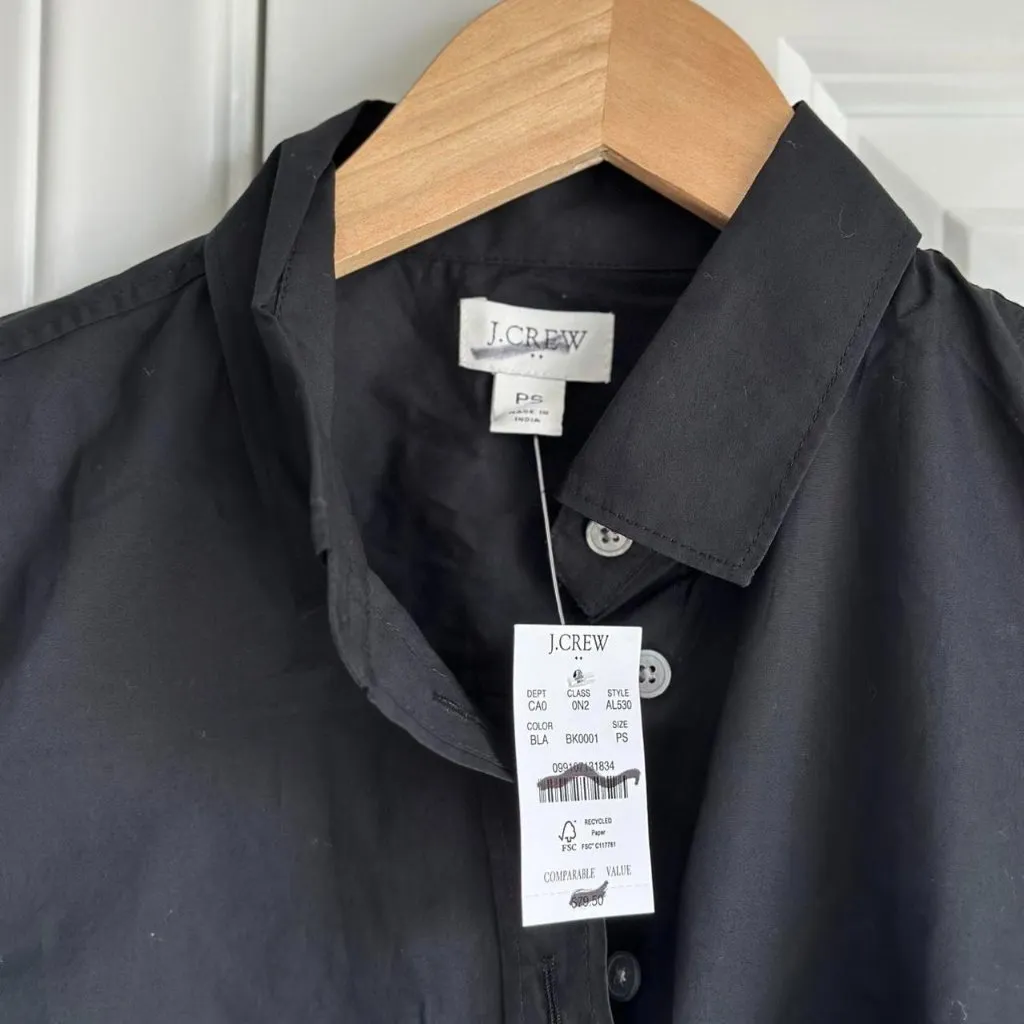 J.Crew Button Up Cotton Poplin Shirt in Signature Fit in Black Size Petite Small - Image 6