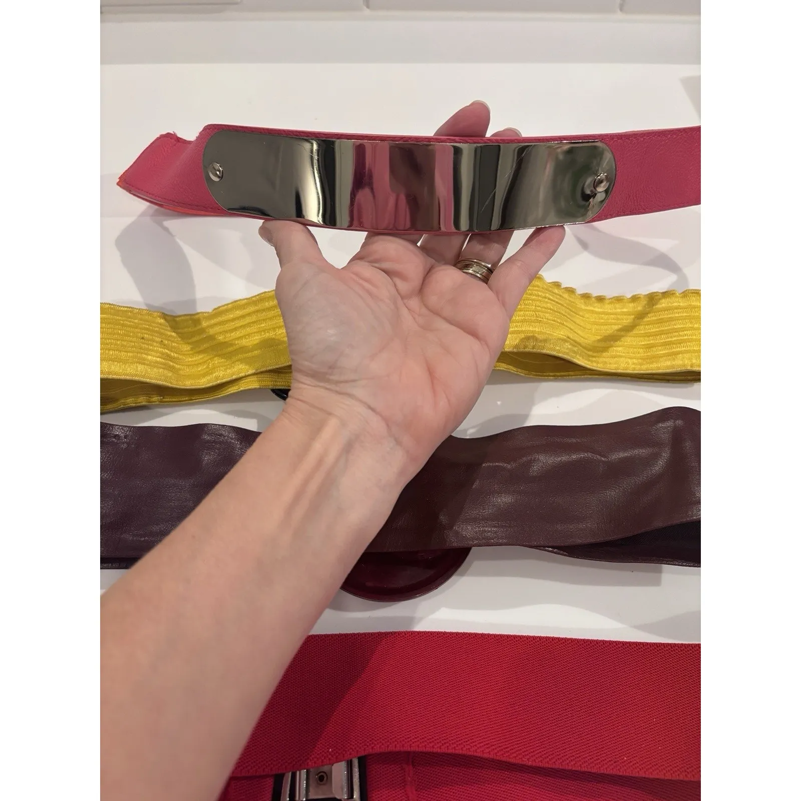 Vintage 80's Colorblock Mod Belt Cinch Elastic Lot - Image 6