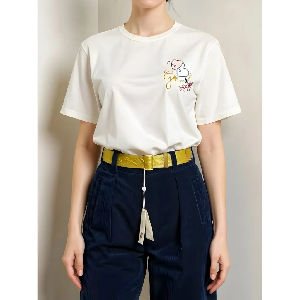 TORY BURCH T Webbing Belt, Mustard, XS/SM - Image 4