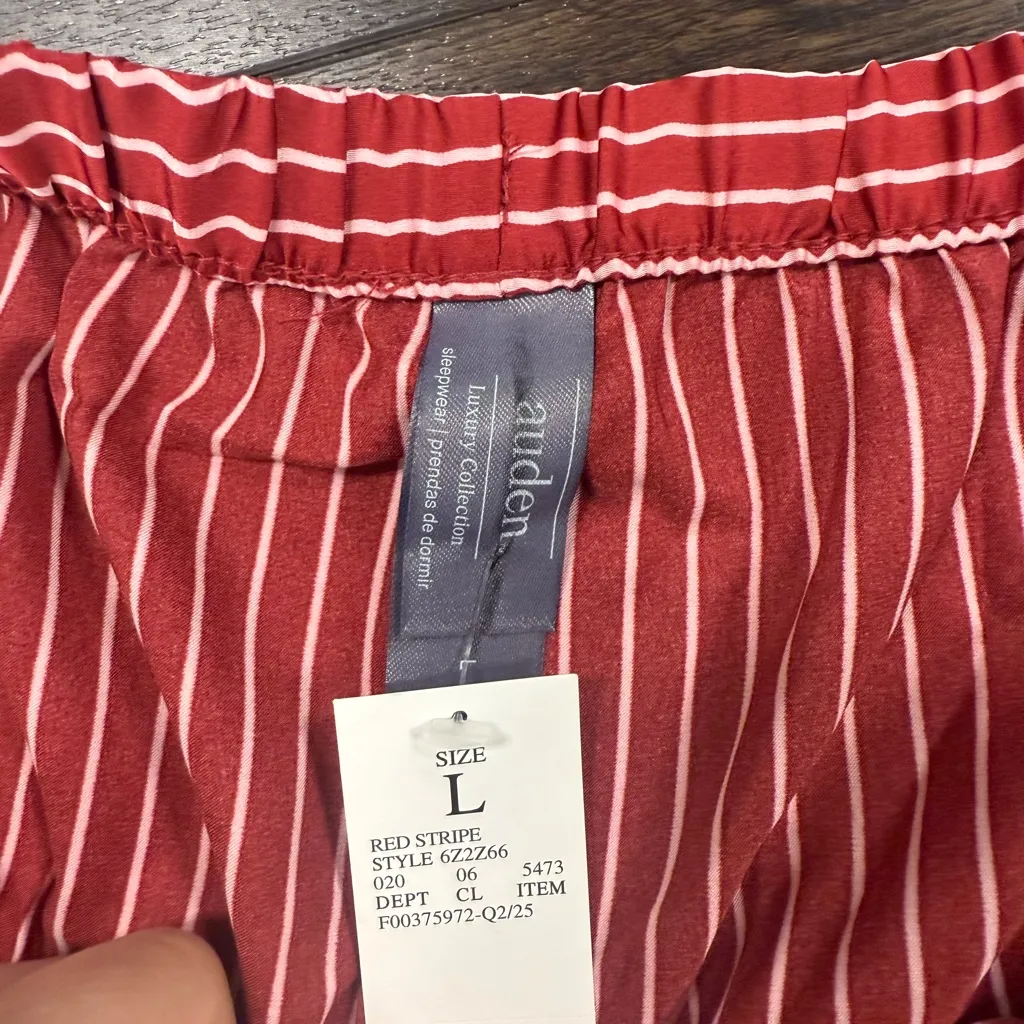 NWT Auden Luxury Collection Red & White Striped Pajama Shorts - Image 2