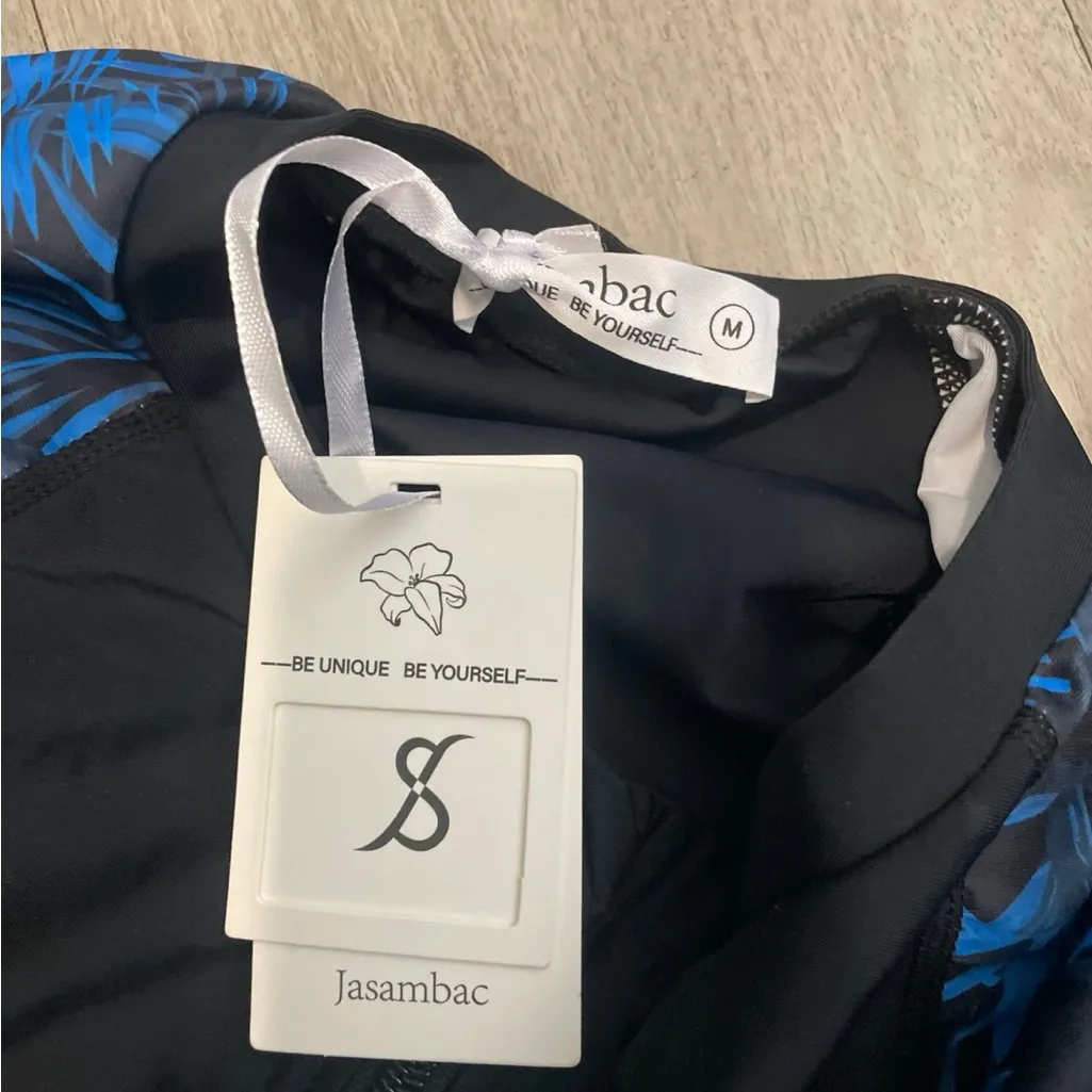 Women's Black and Blue Long Sleeve Swim Top Size M - Image 2