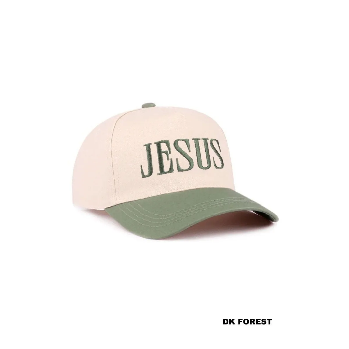 Jesus Trucker Hat Dark Forest / Cream NWT Green - Image 4