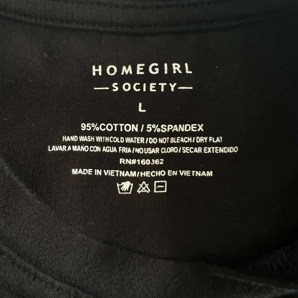 Homegirl Society Women’s Black TeeShirt Top Short Sleeve Embroidery Italy Size M Size M - Image 7