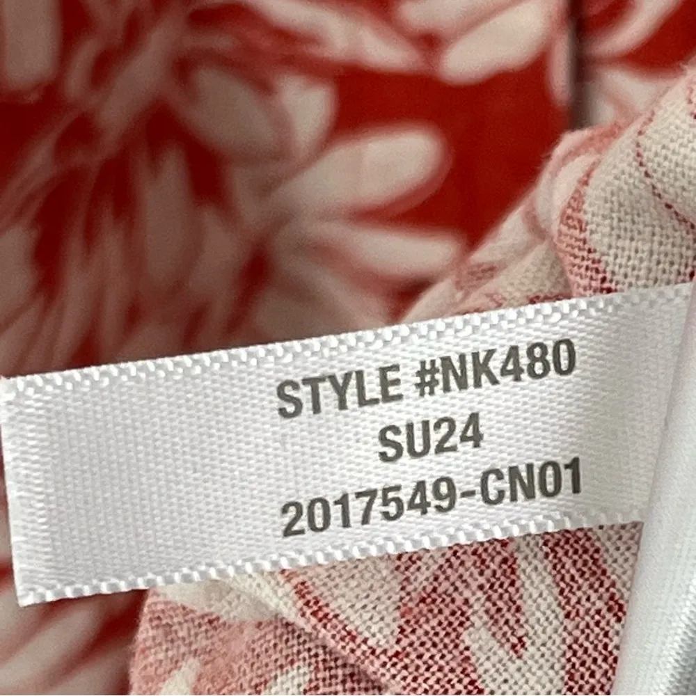 MADEWELL Margie Red White Linen Blend Cap Sleeves Button Front Mini Dress 10 - Image 4