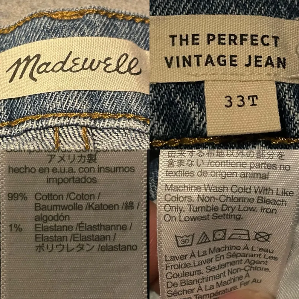 NWT Madewell Womens Jeans Denim The Perfect Vintage Jean Fray Hem Size 33 Tall - Image 9