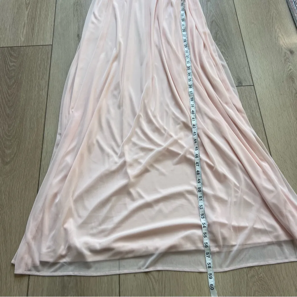 NWT Reverie Long Pleated High Neck Mesh Chiffon Pale Pink Formal Dress Size 8 - Image 12