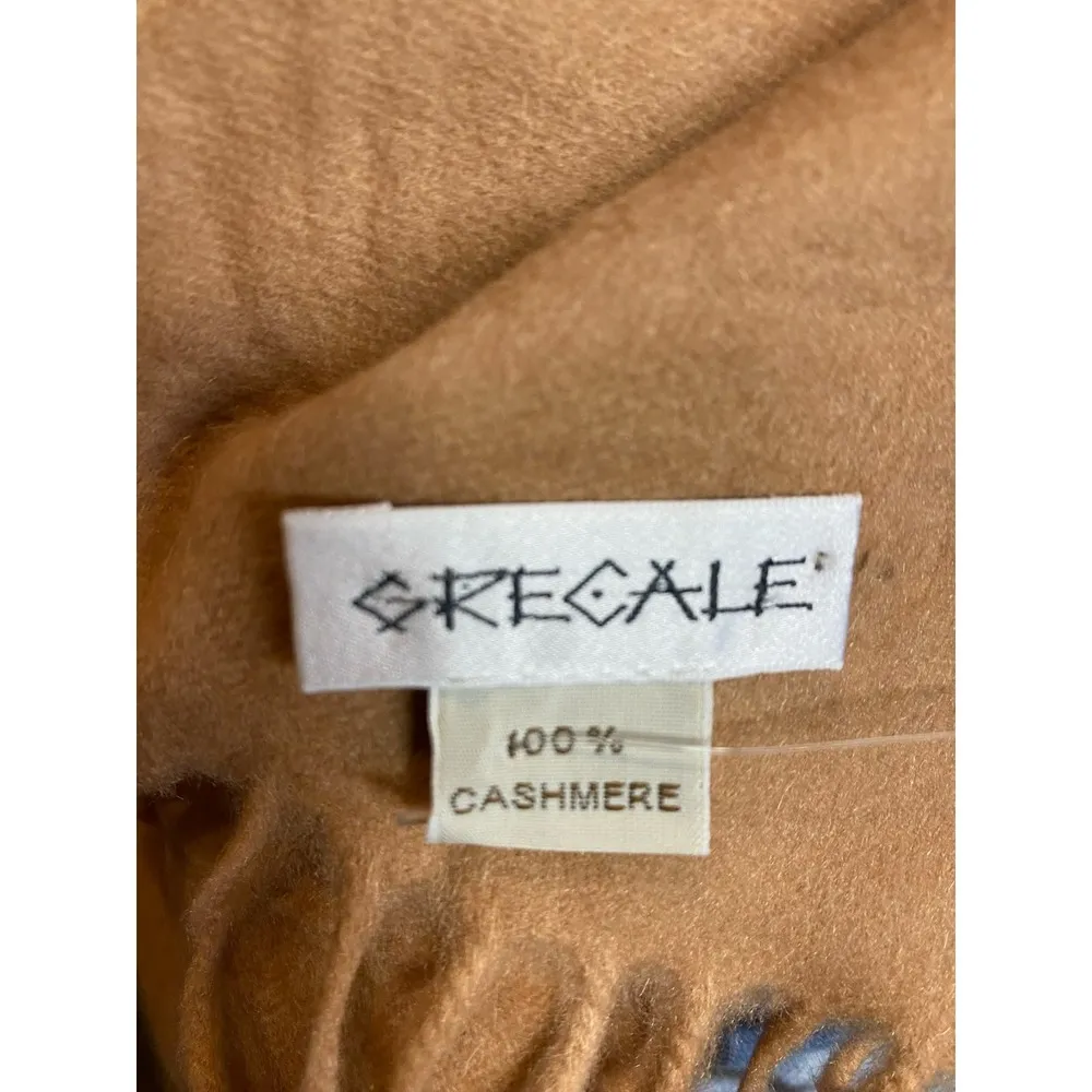 NEW Grecale 100% Pure Cashmere Scarf Tan Camel Fringe Winter Fall Unisex Knit - Image 3