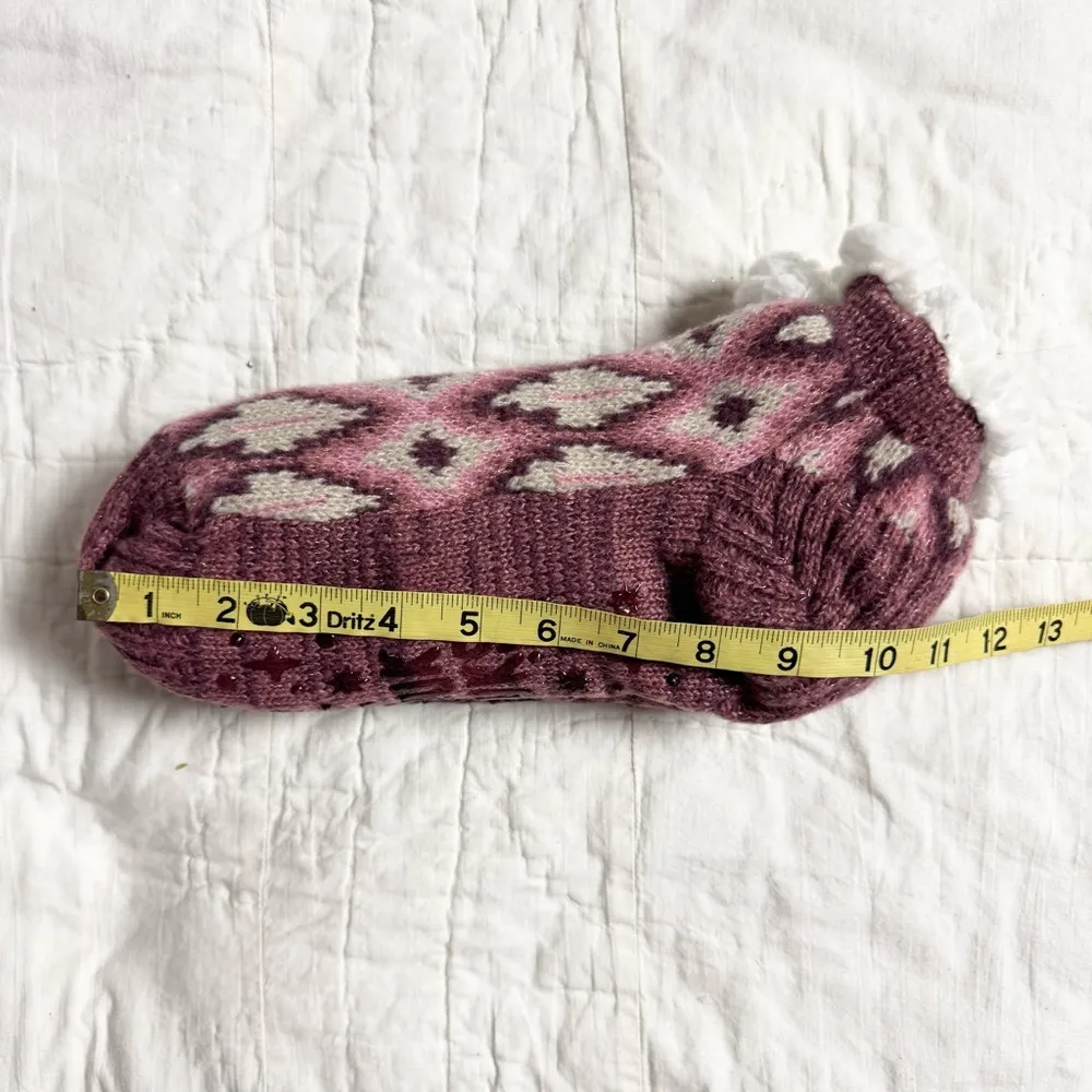 MUK LUKS Short Faire Isle Cabin Socks Faux Fur Lined Non - Image 7