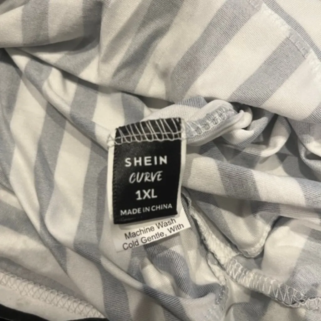 SHEIN Curve 1XL White and Black Striped Dress - Image 2