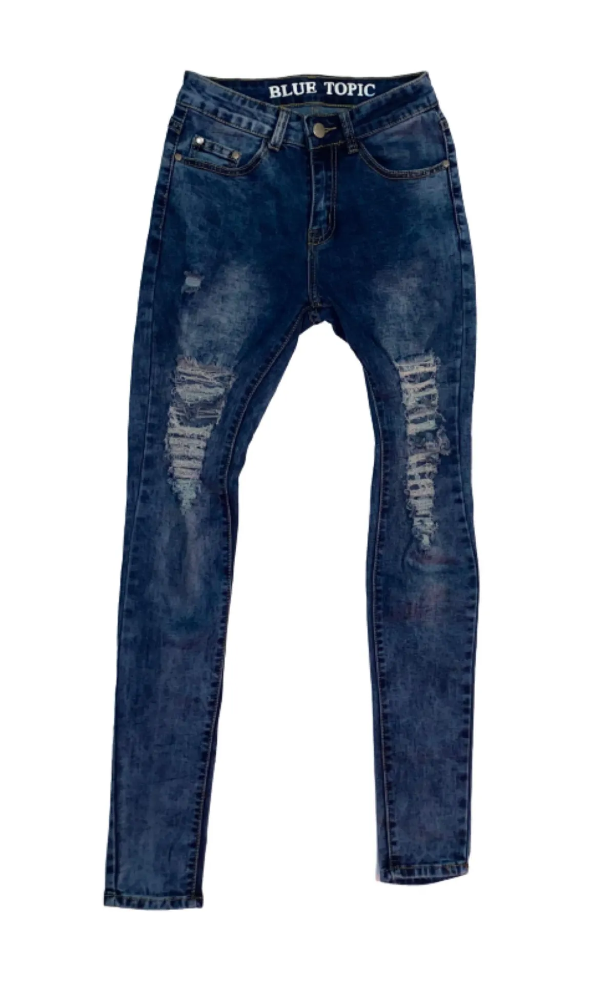 Medium Blue Wash Fitted Jeans Size 25 - Image 2