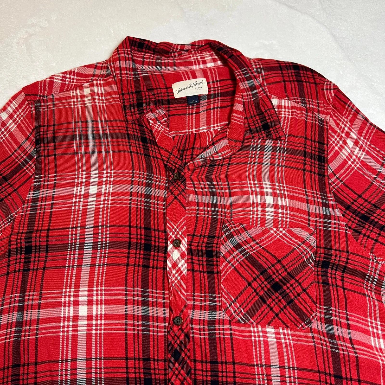 Universal Thread Women's Multicolor Plaid Collared Button Up Shirt Size XXL - Image 3