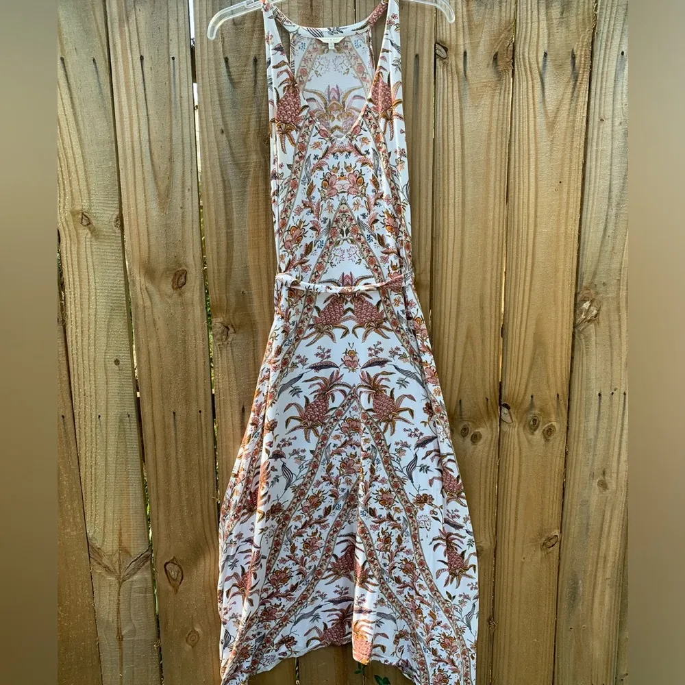 Lucky Brand Maxi Dress Sleeveless/Tank Ivory Floral Bohemian Flowy Size Small - Image 3