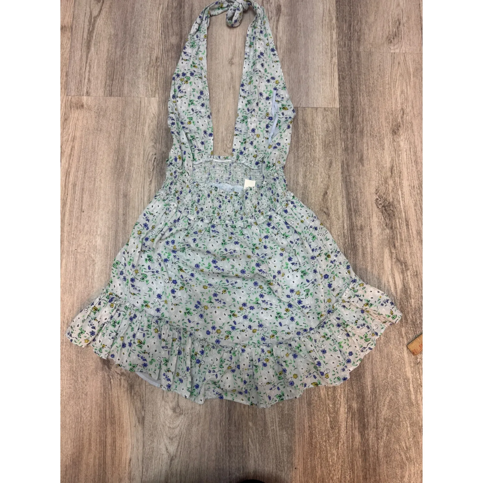 Aerie Spring Fling Floral Halter Mini‎ Dress Large Cotton Size Small NWT - Image 4