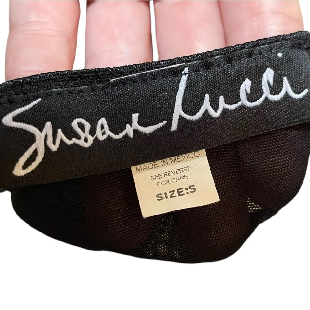 Susan Lucci Y2K Black Blue Whimsygoth Witchy Lace Sheer Lingerie Corset Bustier - Image 9