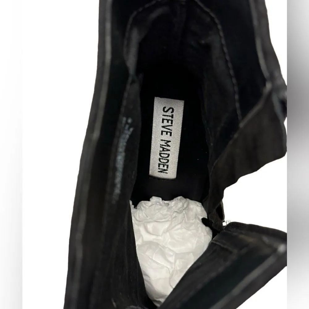 NWT Steve Madden Black Suede Boots with Rhinestone Back - Image 6
