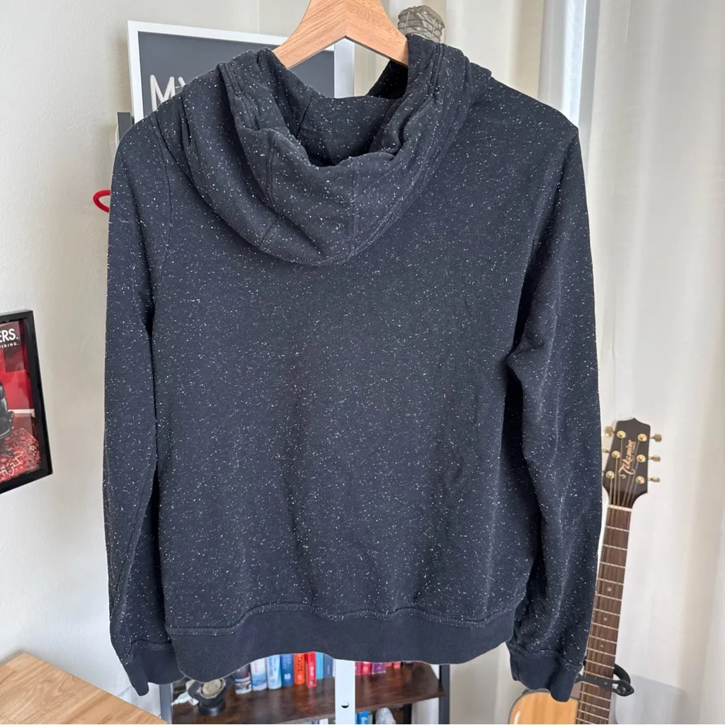 Nike Women’s Sz. M Slim Fit Black Speckled Funnel Neck Hoodie Kangaroo Pocket - Image 5