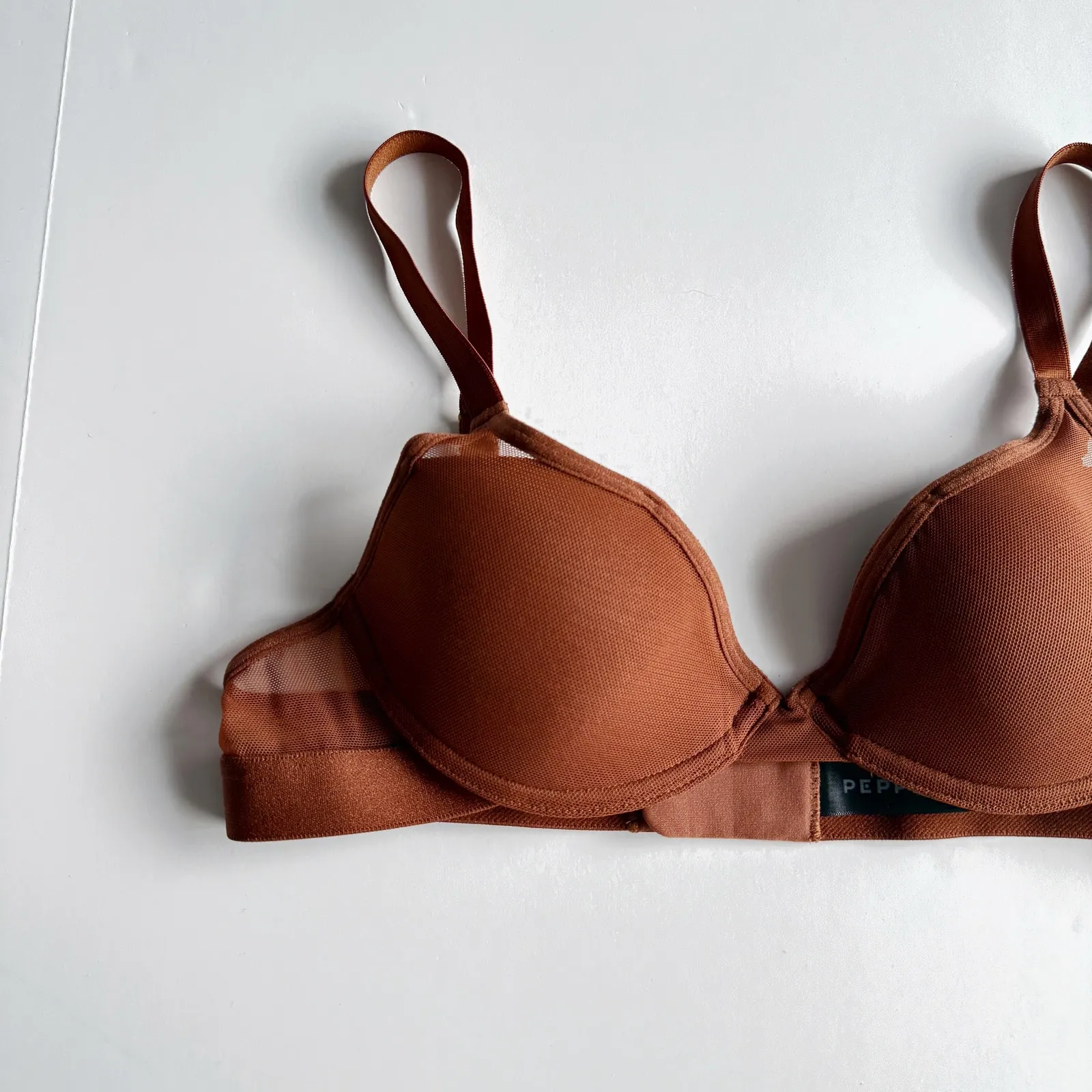 [Pepper] Brown Mesh All You Bra Lightly Lined Underwire Small Bust Size 36AA - Image 4