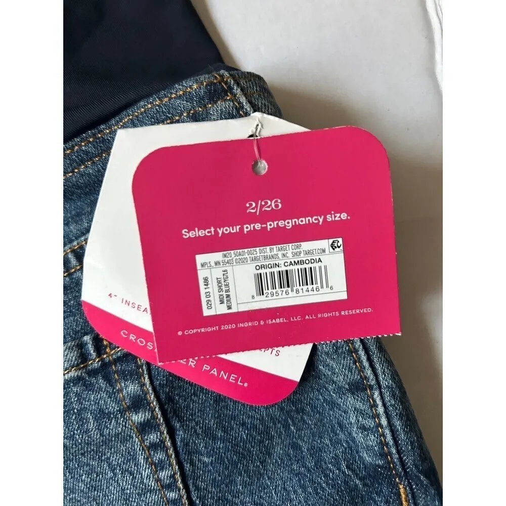 Ingrid & Isabel Maternity Midi Jean Maternity Shorts Blue Size undefined - Image 5
