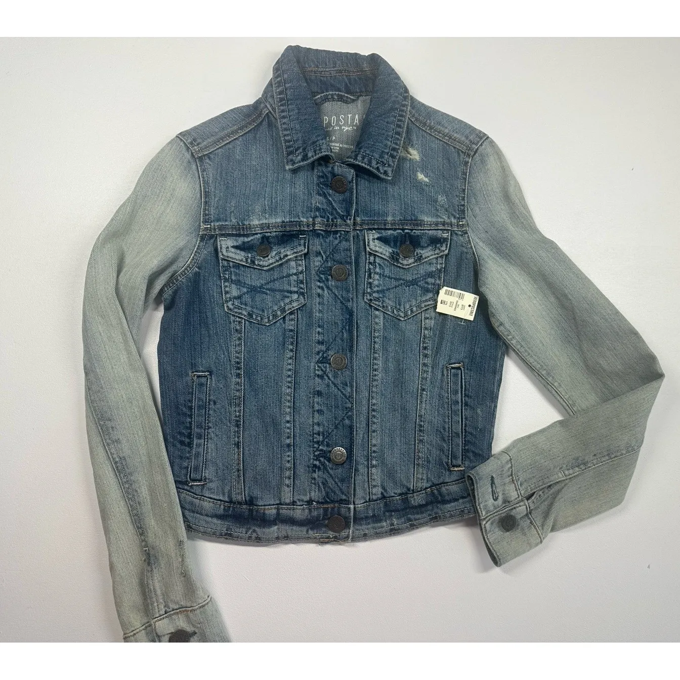 NWT! Aeropostale Junior's S Distressed Denim Jean Jacket 100% Cotton (b49) Blue Size undefined - Image 4