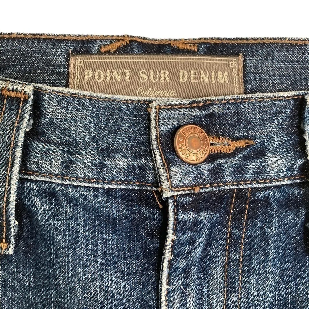 Point Sur Shoreditch Straight Leg Raw Hem Denim Jeans Patch Distressed sz 28 Blue - Image 11