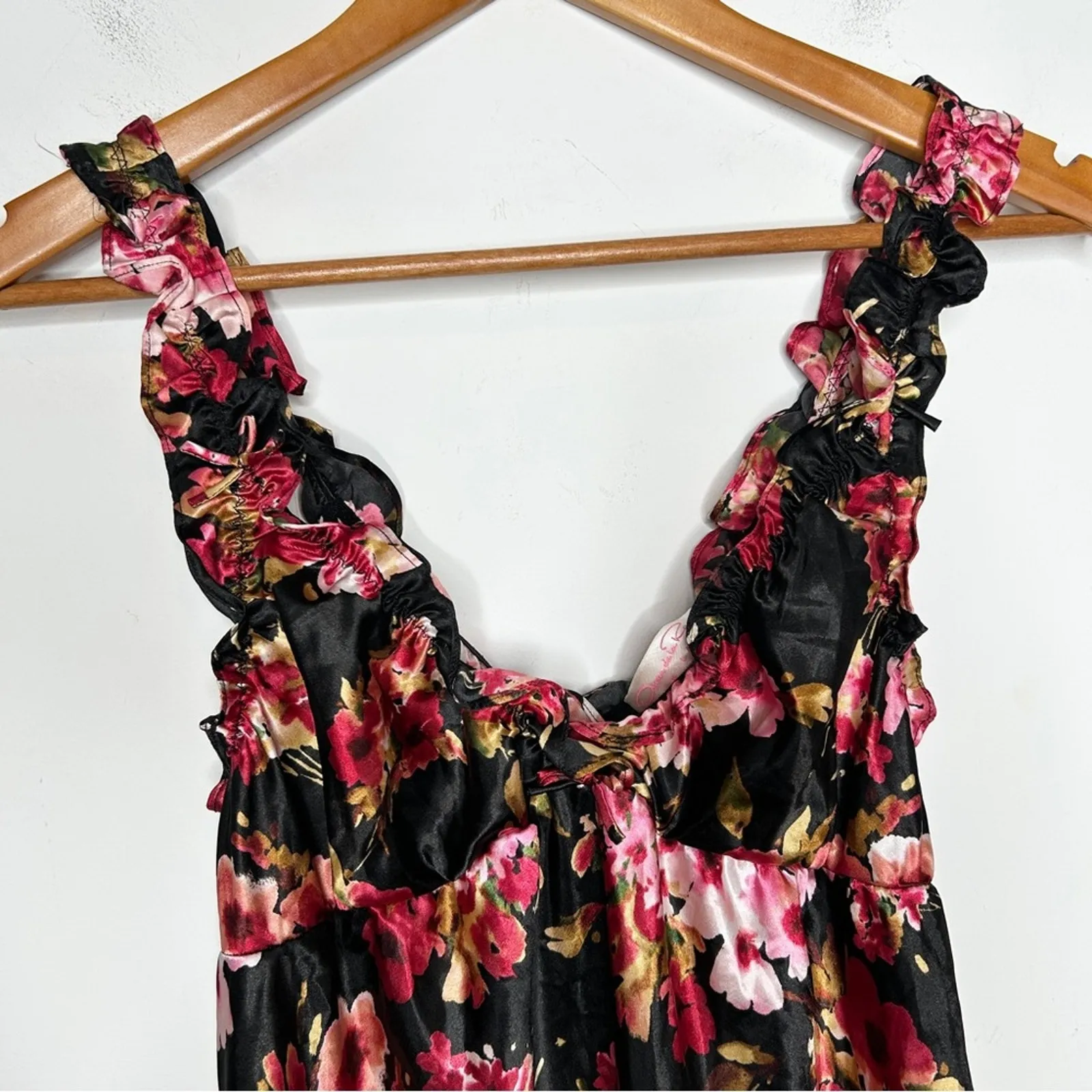 OSCAR DE LA RENTA Pink Label Nightgown Size Medium Floral Babydoll Maxi Dress - Image 3