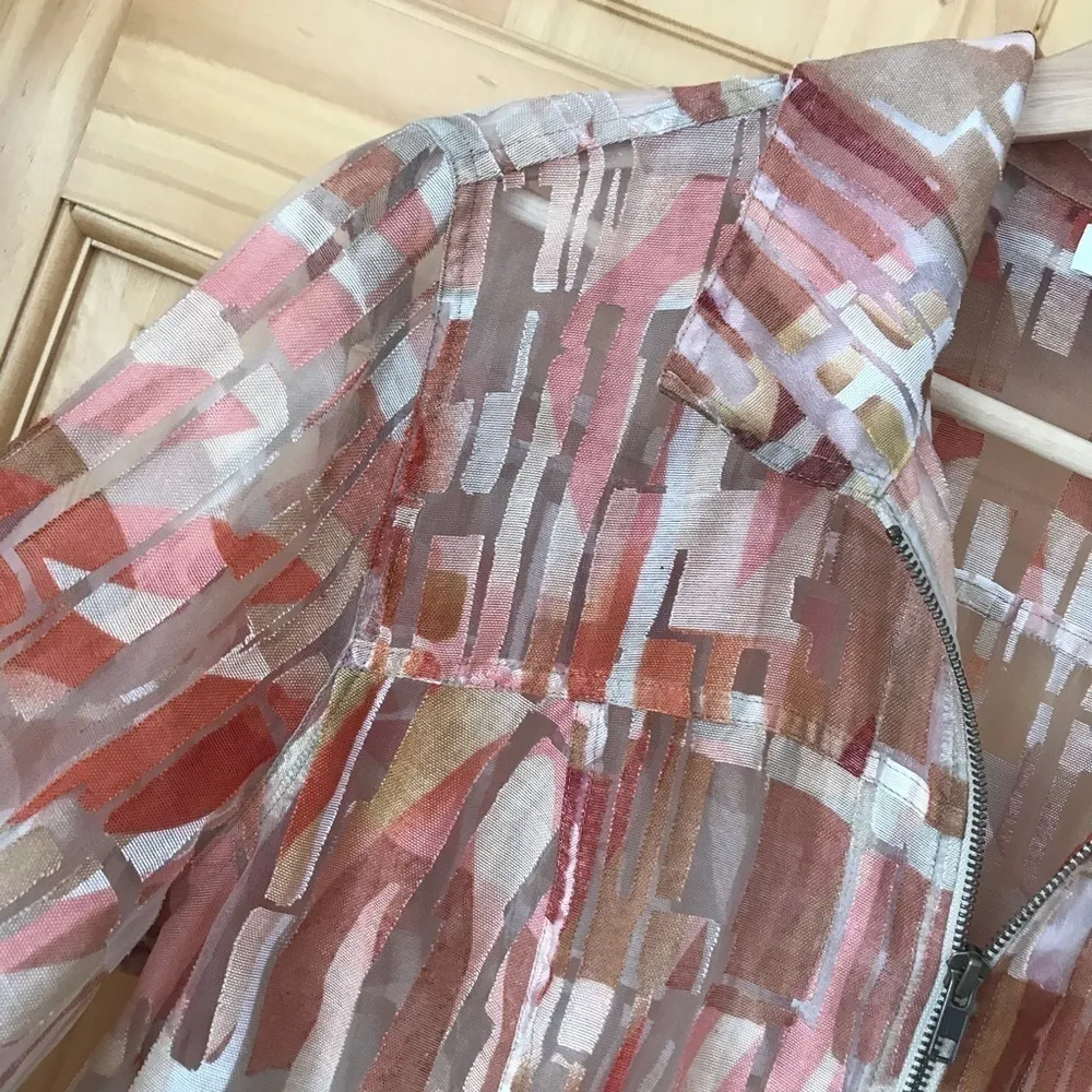 Coldwater Creek Classic Semi-Sheer Stained Glass Print Blazer Size 1X - Image 3