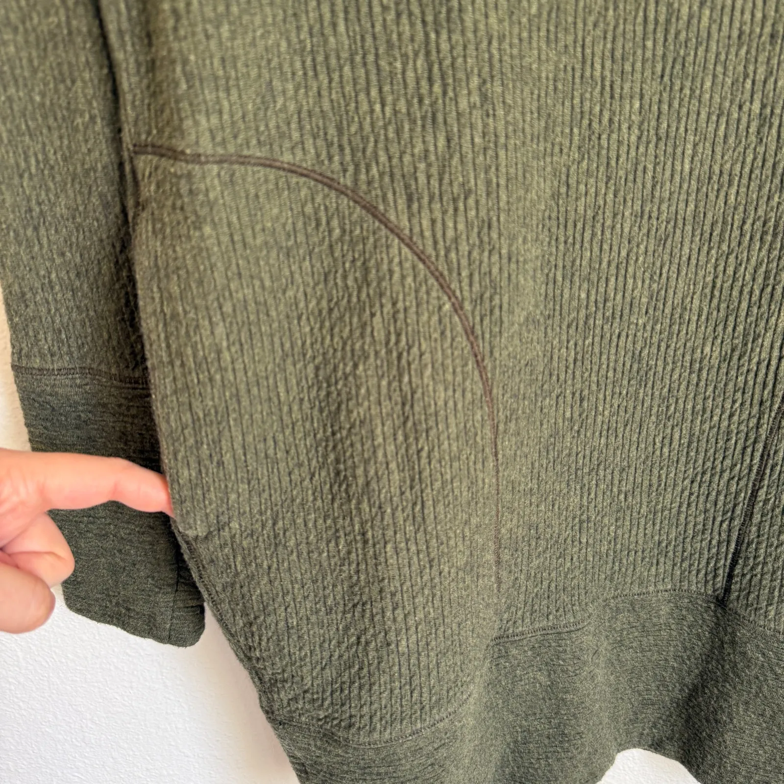 Lululemon Sz XS Along the Way Sweater Dress Heathered Dark Olive Green Cowl Neck - Image 6