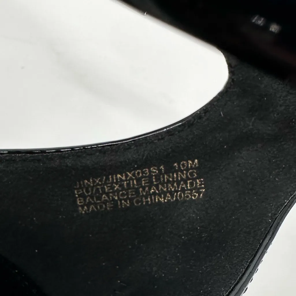 Steve Madden Jinx Black Patent Faux Leather Ankle Strap Heeled Sandals size 10 - Image 9