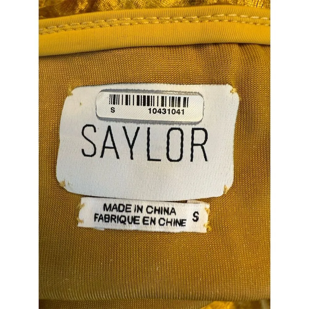 Saylor Cyndey Yellow Crushed Velvet Midi Dress Size S NWT - Image 8