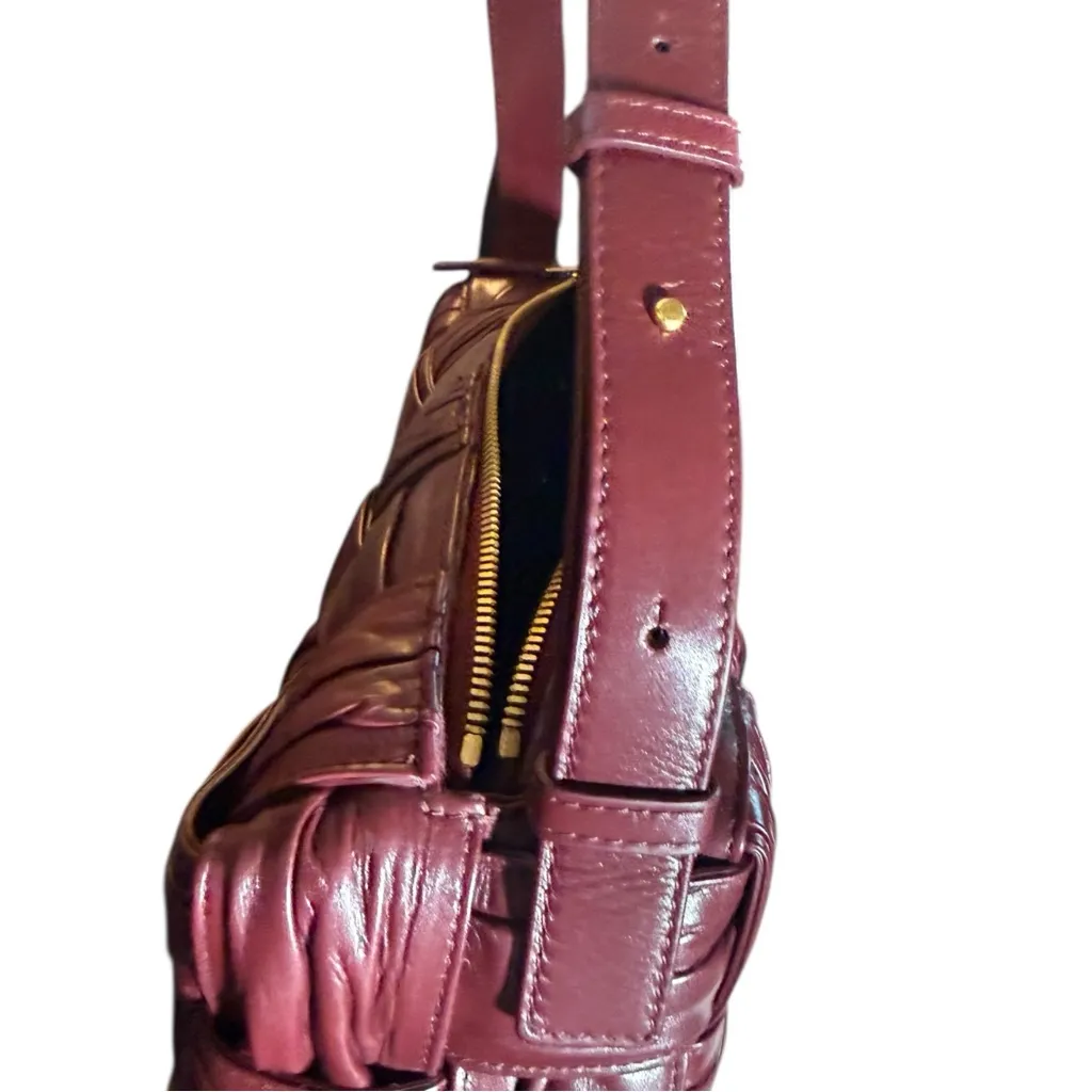 NWT Bottega Veneta Leather Foulard Intrecciato Brick Cassette Handbag Barolo Red - Image 15