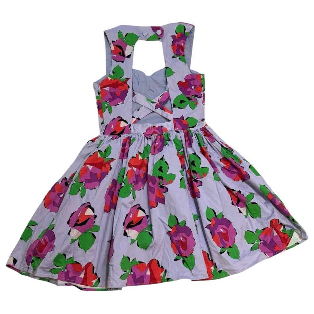 Topshop Floral Open Back Full Skirt Mini Babydoll Dress - Image 5